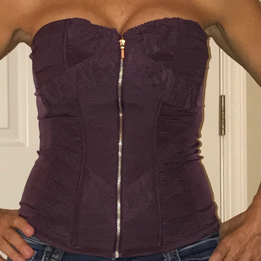 Mona shirred and lace bustier